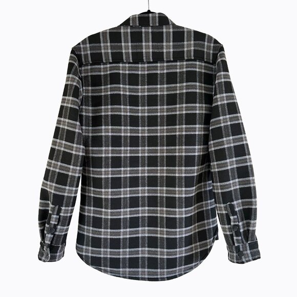 TeamLTD Mens Sherpa Lumberjacket Shacket SzM Flannel Plaid Cotton Workwear Chore - Picture 2 of 10